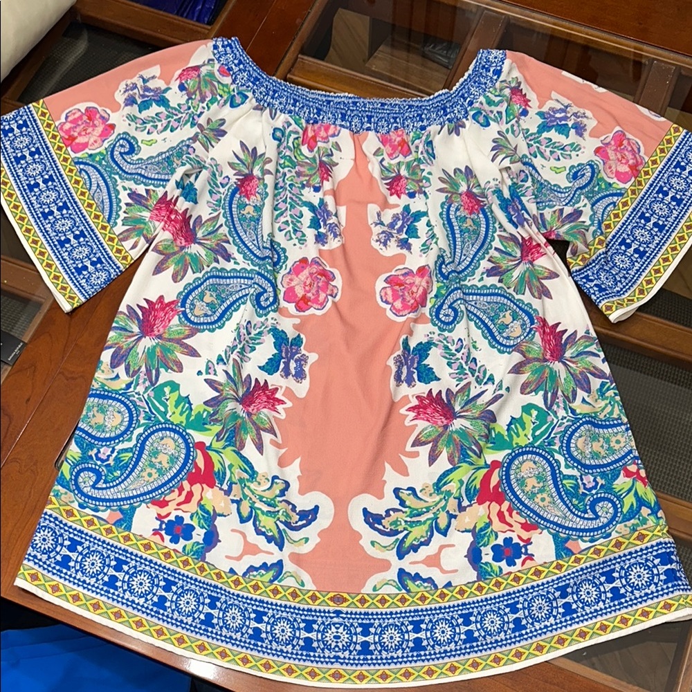 Jealous Tomato Floral Paisley Off-Shoulder  Dress